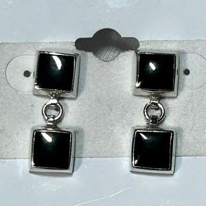 Rare Silpada 925 Sterling Silver Black Onyx Earrings P0187